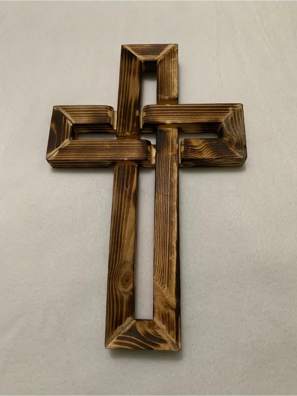 Handcrafted Wooden Cross Wall Art - Brown